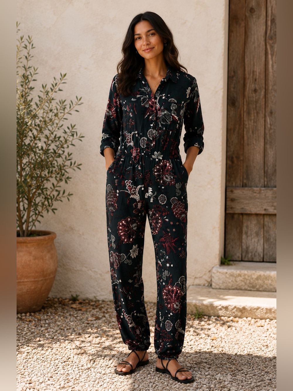 Topshop Dark Floral Jumpsuit size 4